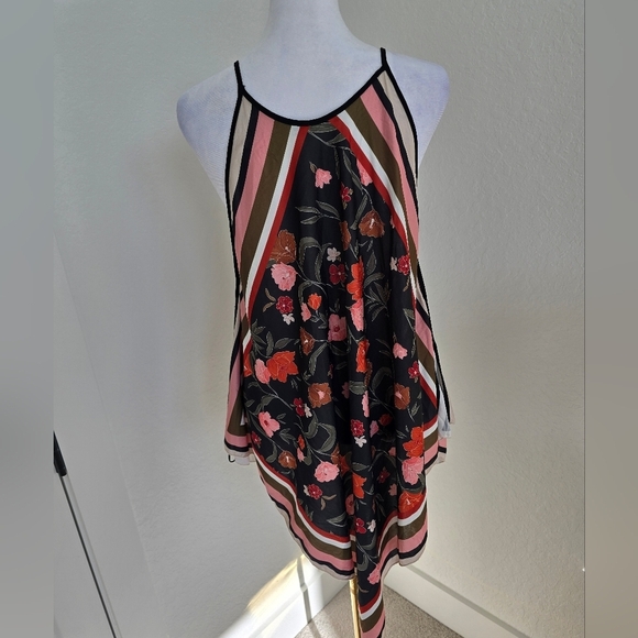 Zara Cottagecore Tank Top Zara Coastal Grandma Floral Asymmetrical Hem Top Small - Picture 9 of 14